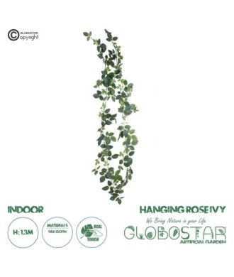 GloboStar® Artificial Garden ROSE IVY HANGING BRANCH 20249 Τεχνητό Διακοσμητικό Κρεμαστό Φυτό Ρίζα - Κισσός Υ130cm